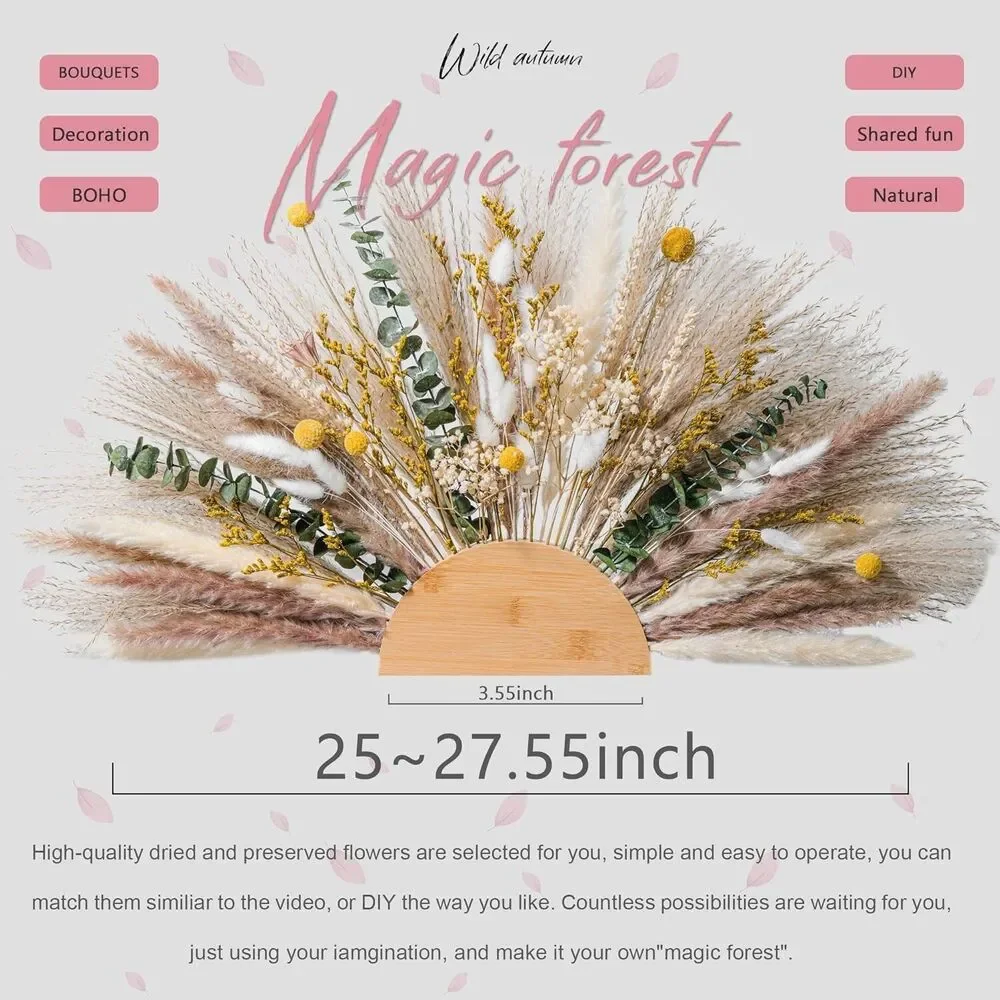 Natural Pampas Grass & Preserved Flowers Decor Wreath & Home Decoration Pieces